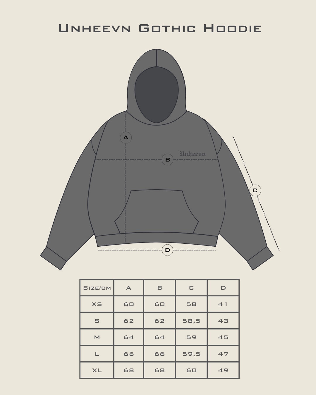 Unheevn Gothic Hoodie Washed Gray