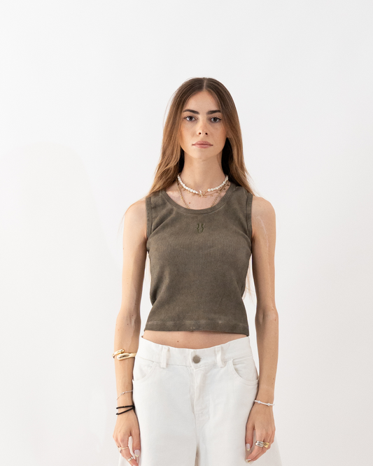 Unheevn Washed Brown Tank Top